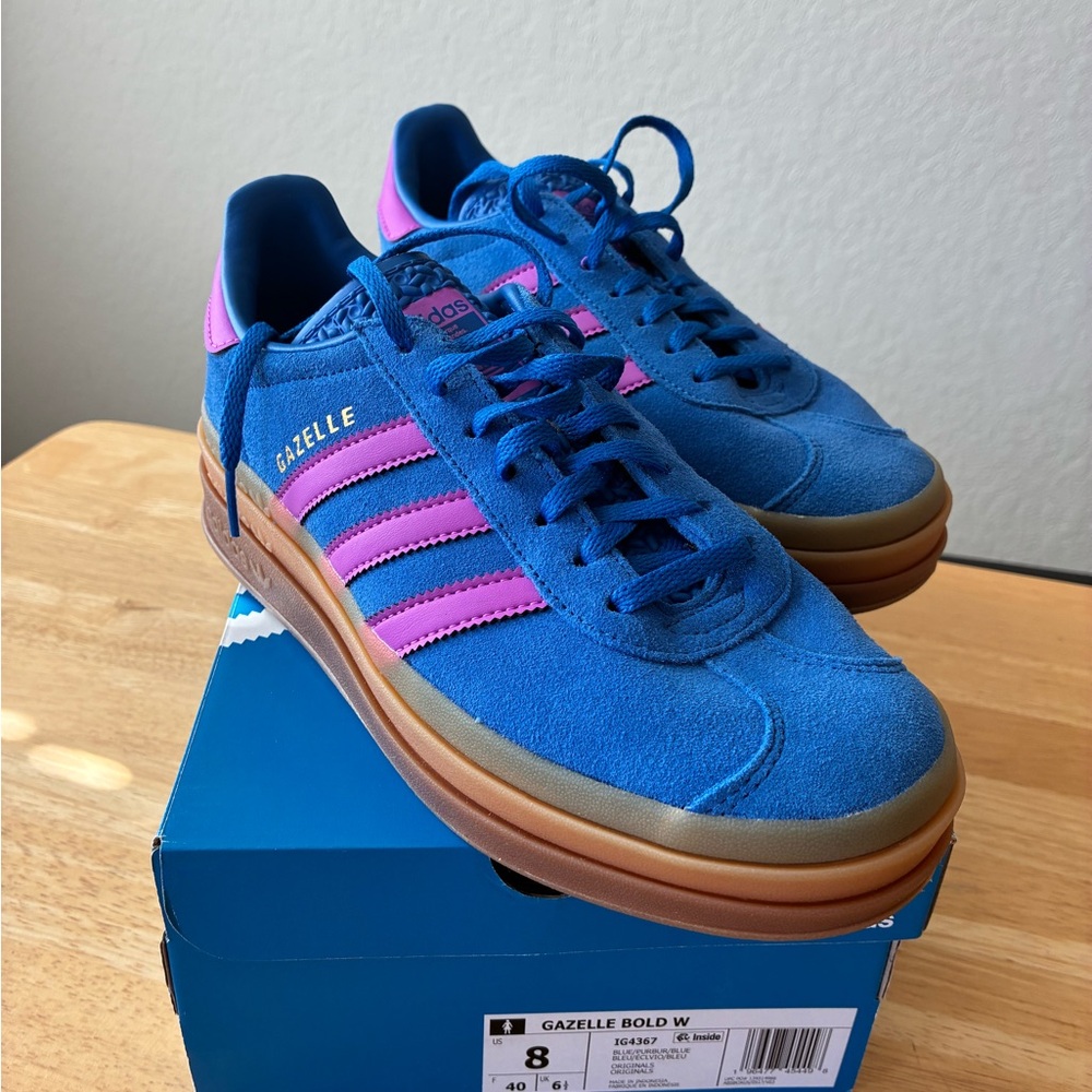 adidas Gazelle Bold W Blue Pink Gum Sneakers NIB
